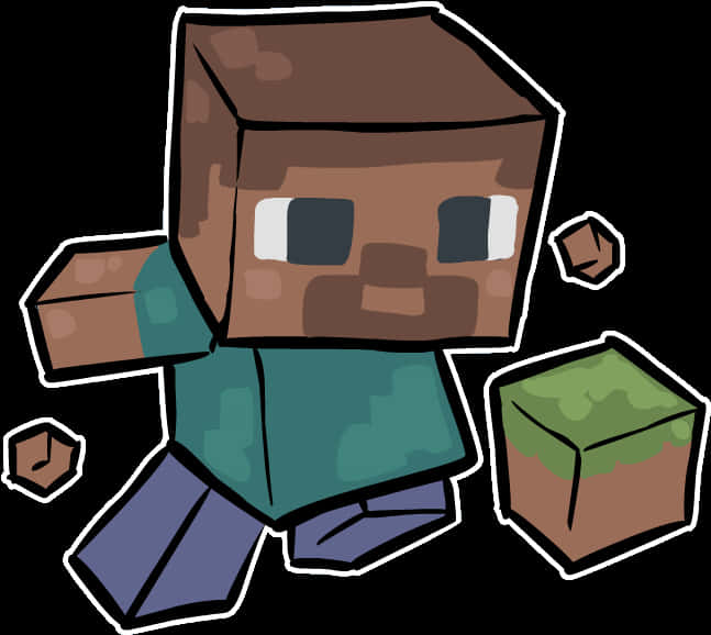 Personaj Minecraft și Blocuri Vector Fundal