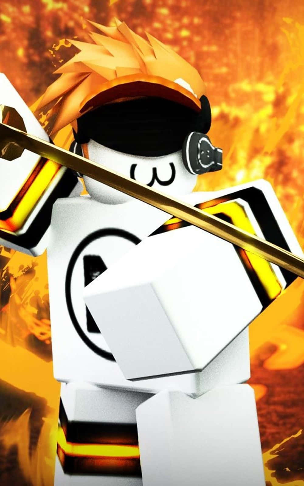 Personaj ninja Roblox cu foc pentru iPhone Fundal