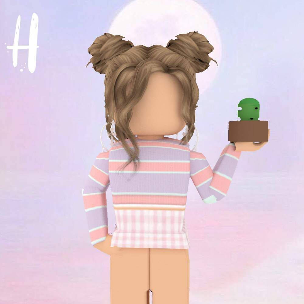 Personaj Roblox cu o plantă suculentă Fundal