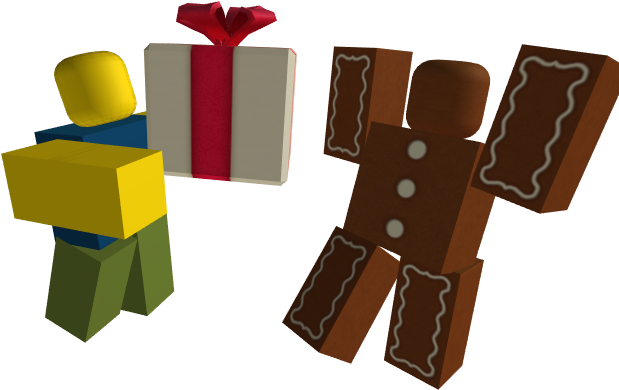 Personaj Roblox cu Cadouri și Turtă Dulce Fundal