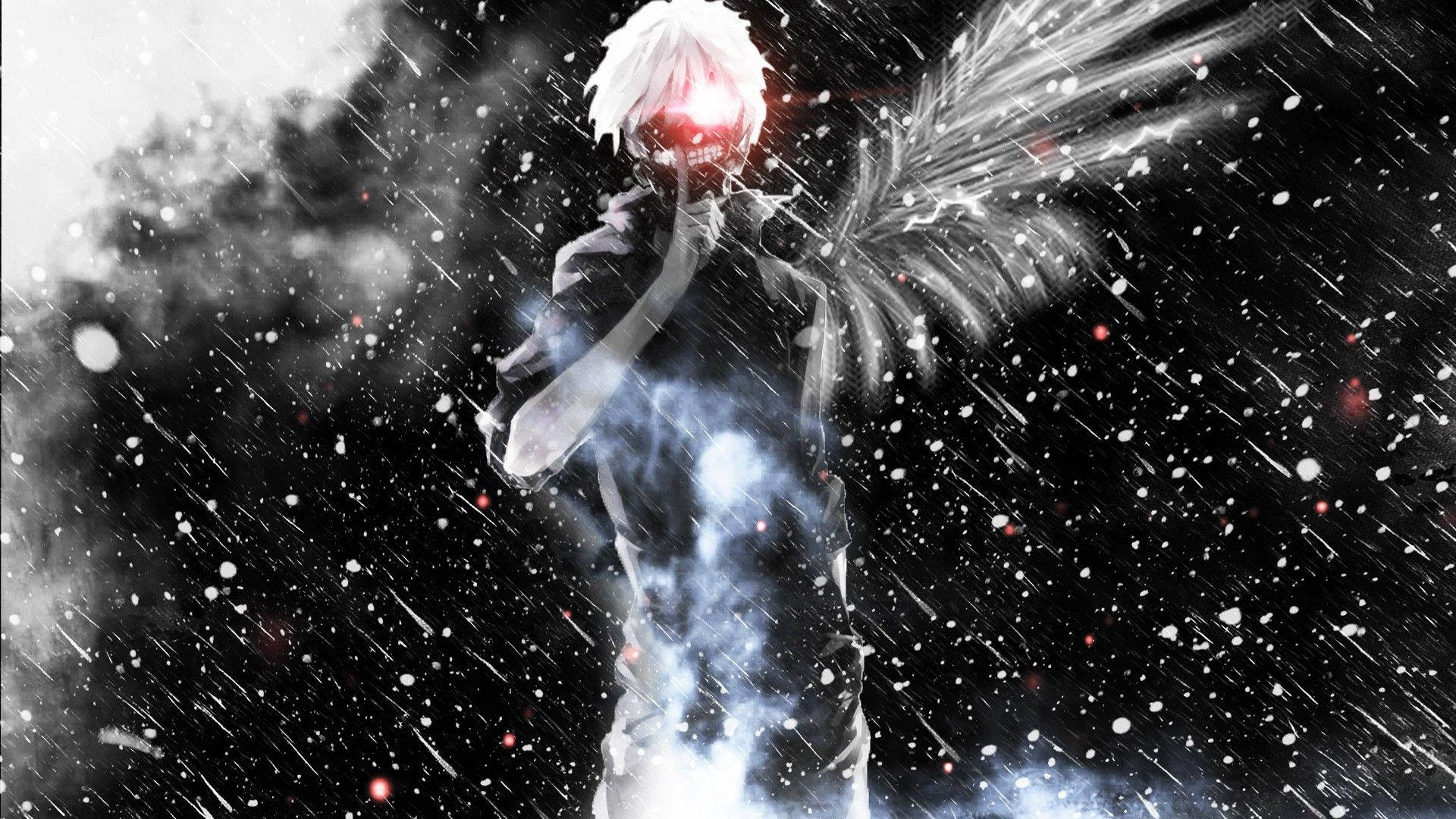 Personaj Tokyo Ghoul Ken cu Ochi Strălucitor Fundal