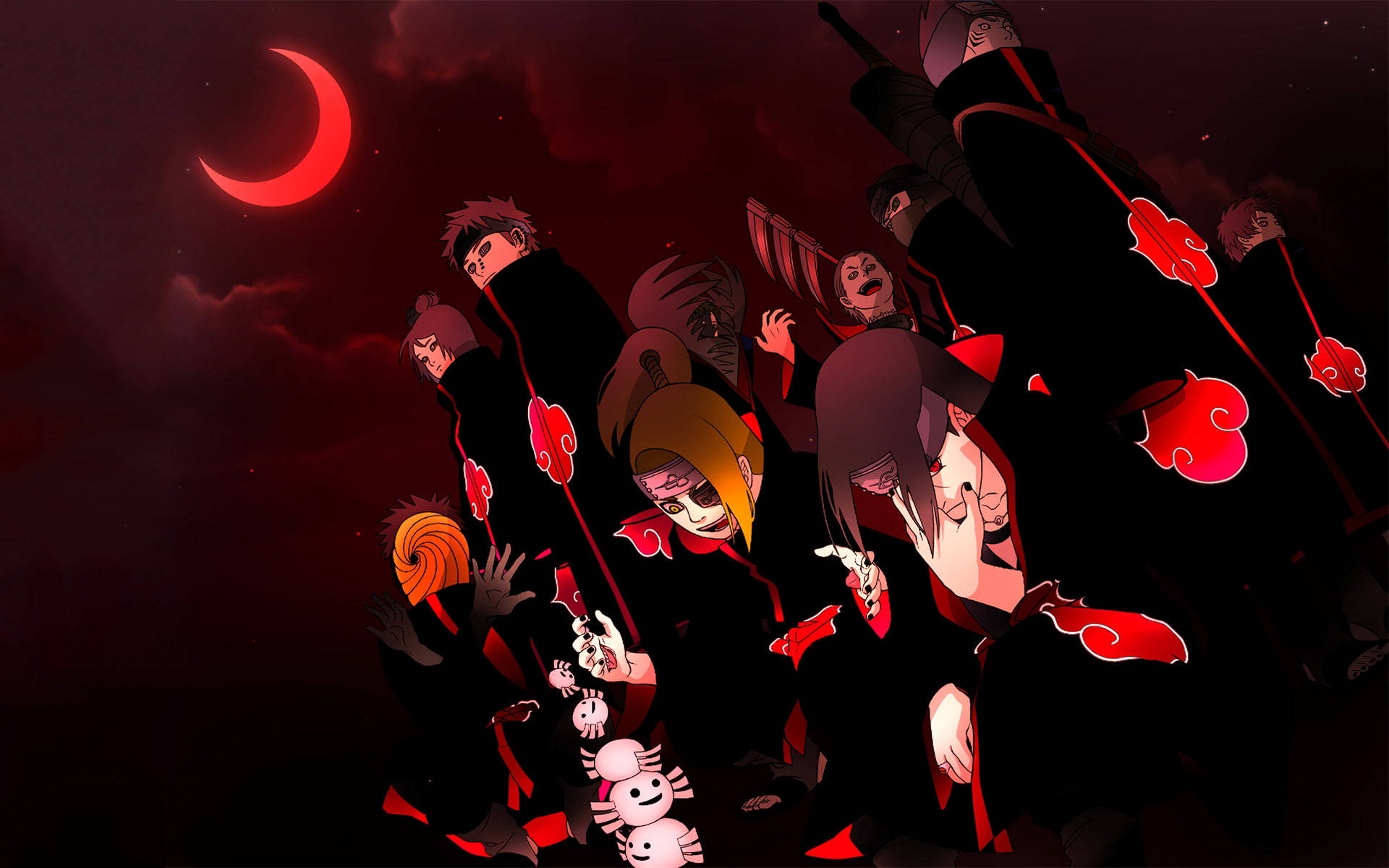 Personaje Akatsuki Naruto Lună Sângerie Fundal