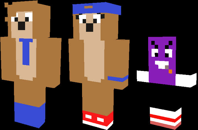 Personaje animal în stil Minecraft Fundal