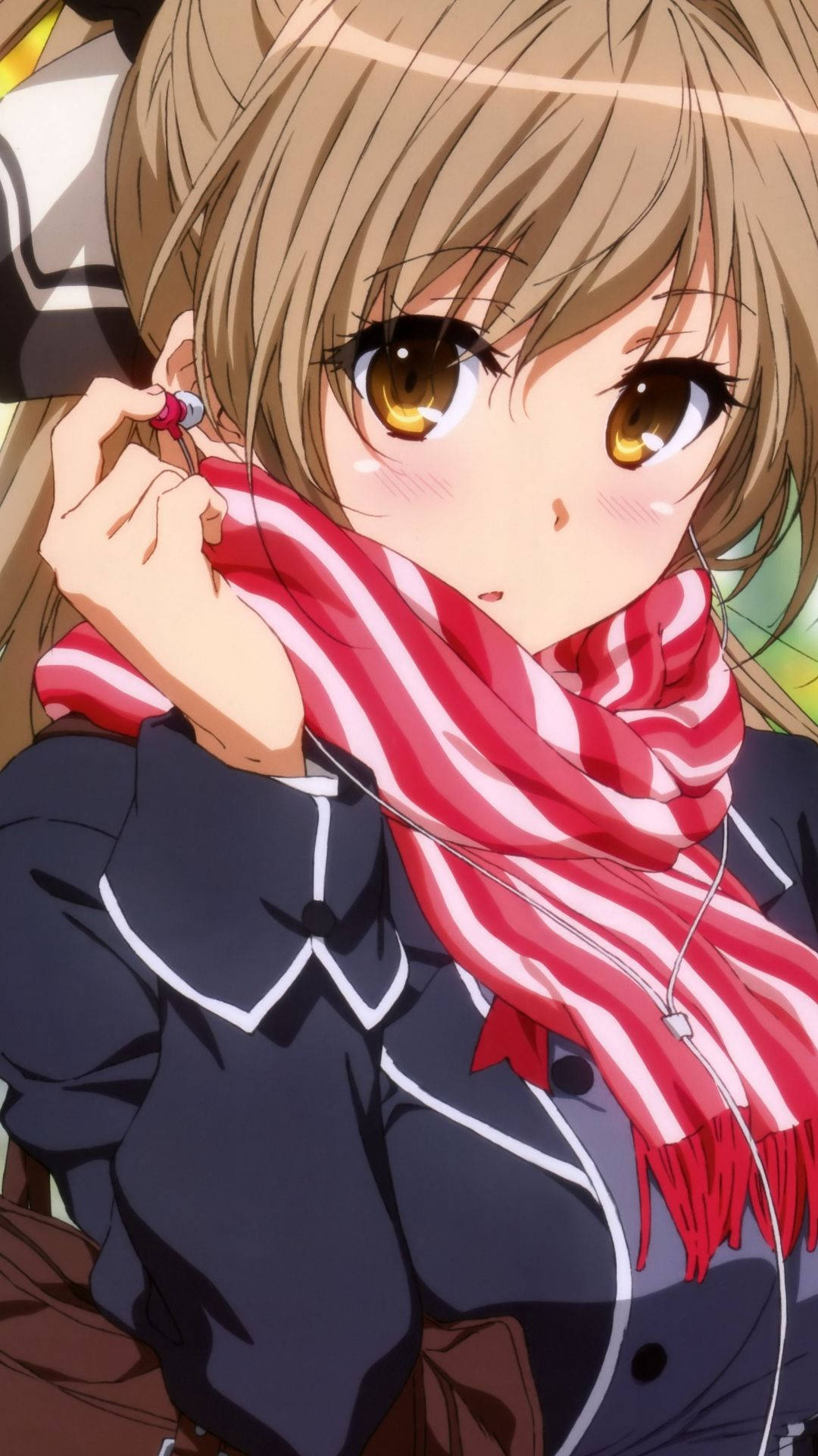 Personaje anime drăguțe cu eșarfă roșie Fundal