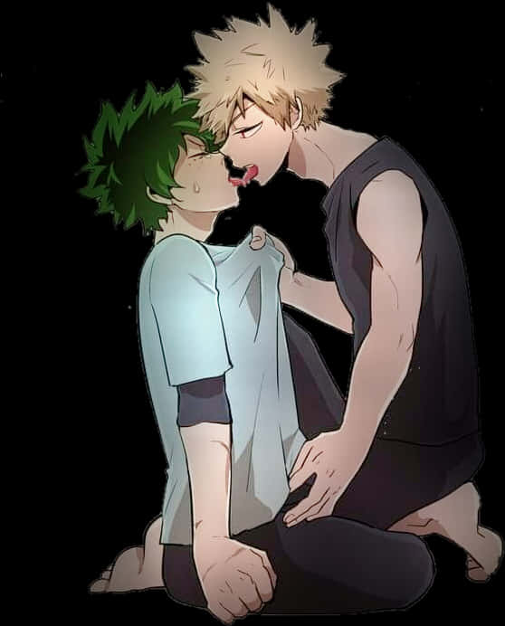 Personaje Anime În Moment Intim Fundal