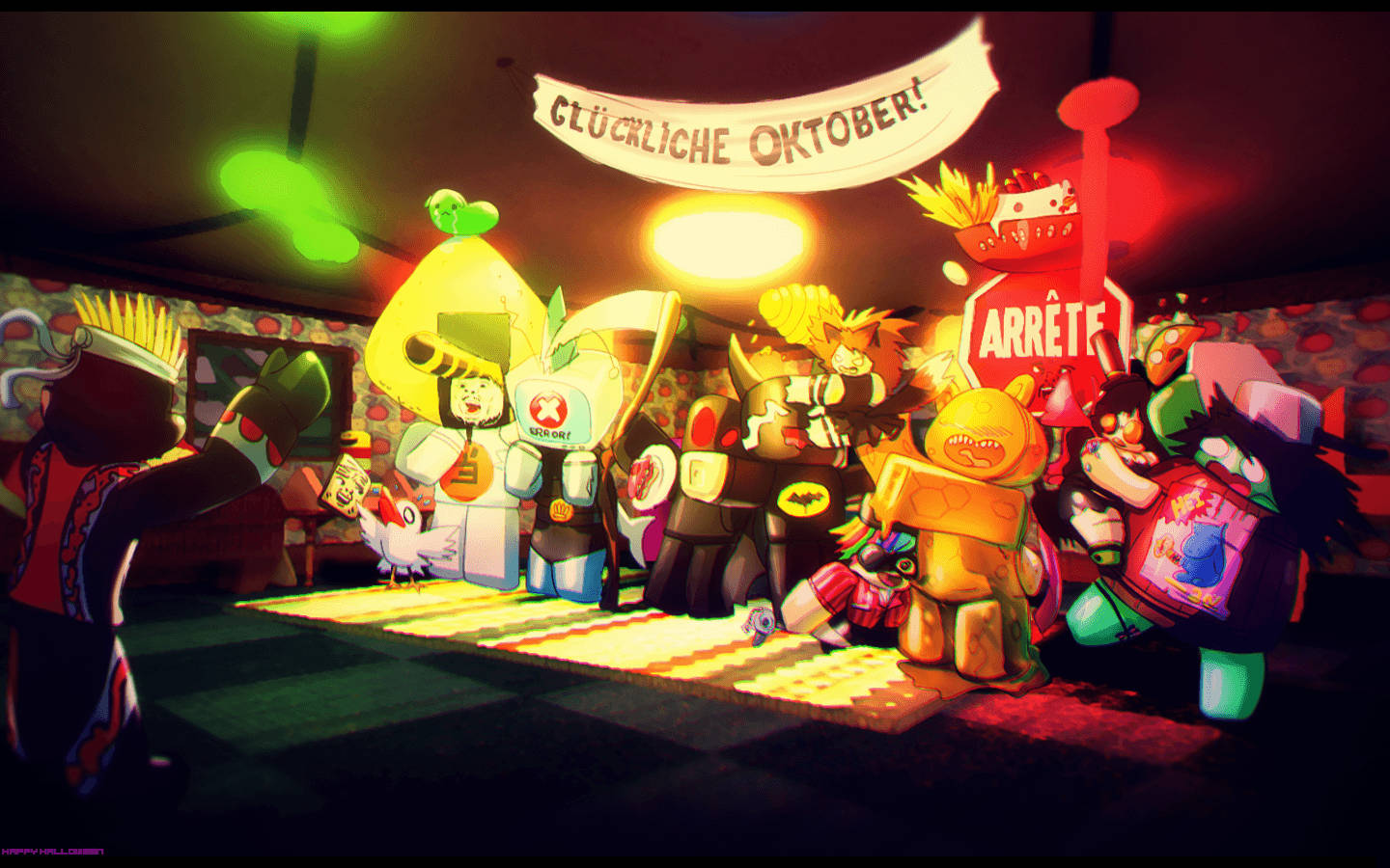 Un tapet de calitate HD cu personaje din jocul online Roblox. — Roblox Fundal