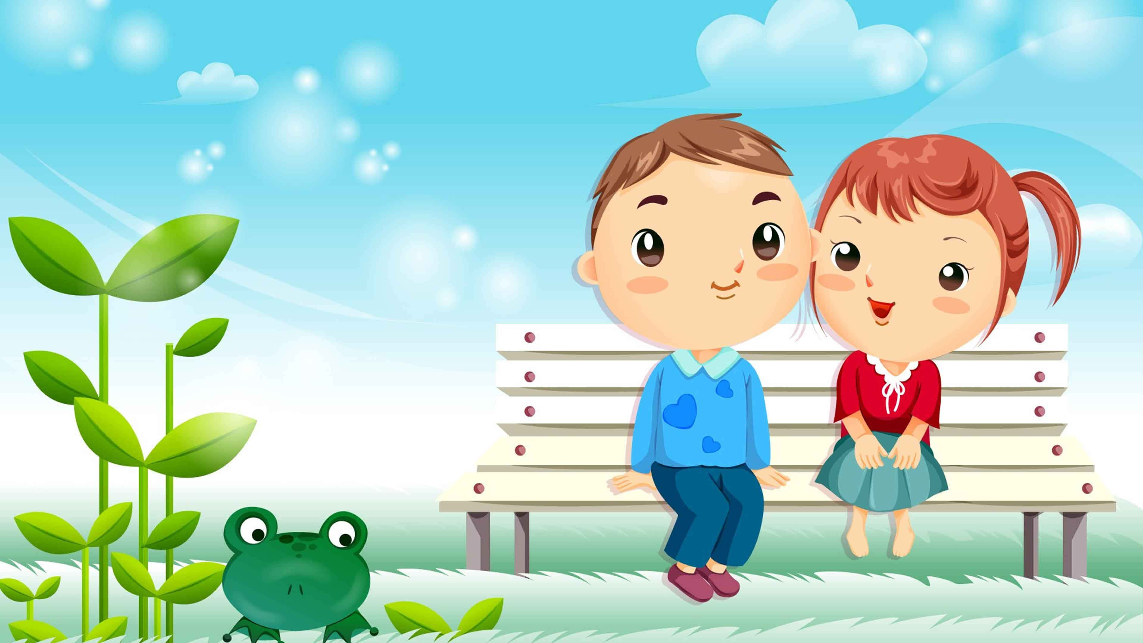 Personaje de desen animat drăgut cu prieteni animaluți Fundal