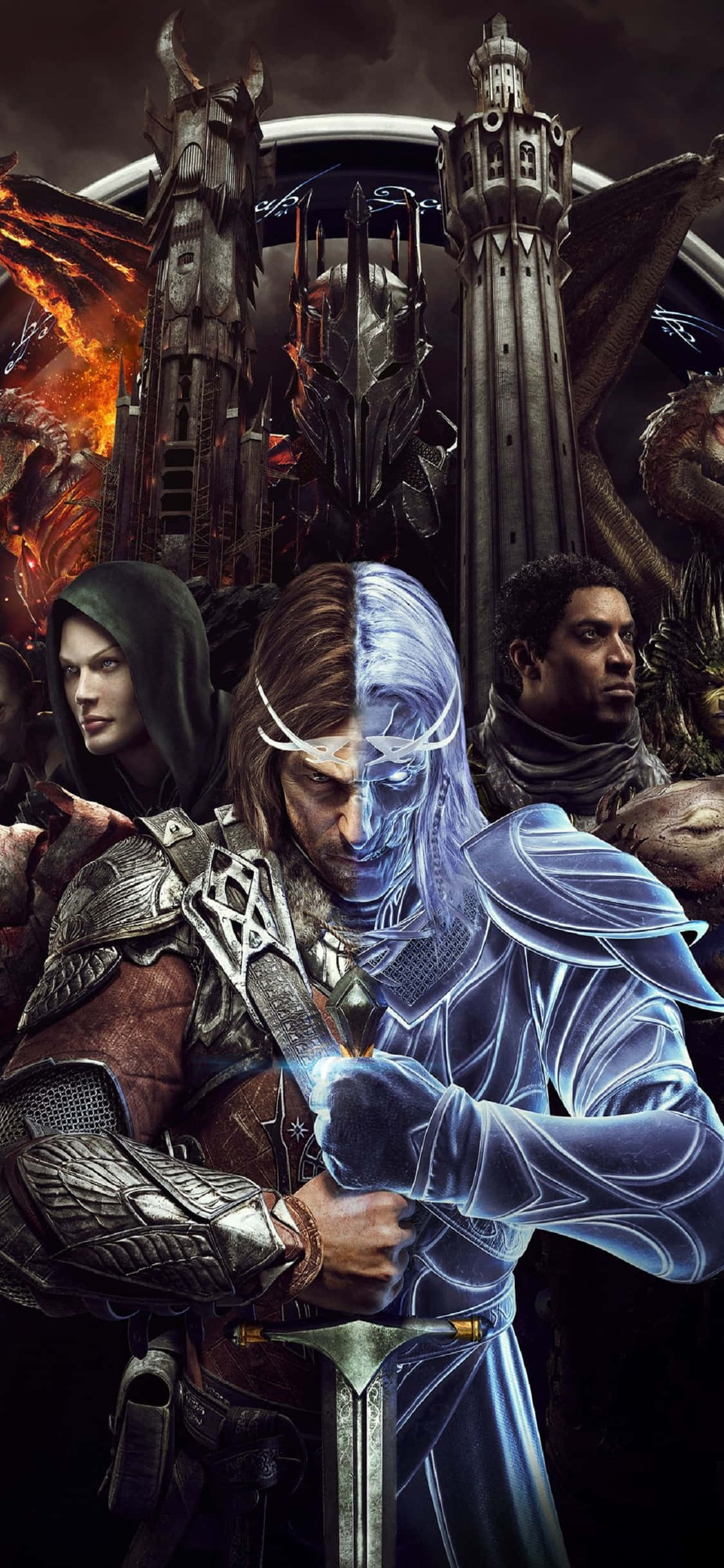 Personaje în Fundalul iPhone X Shadow Of Mordor Fundal