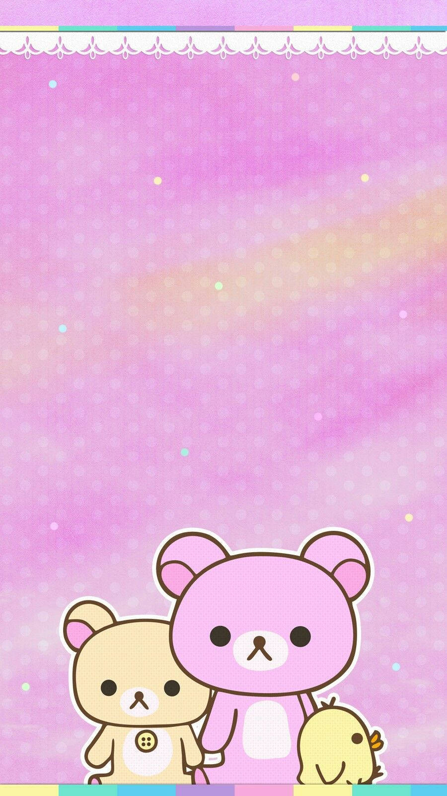 Personaje Kawaii Rilakkuma Roz pe Fundal Roz Colorat Fundal
