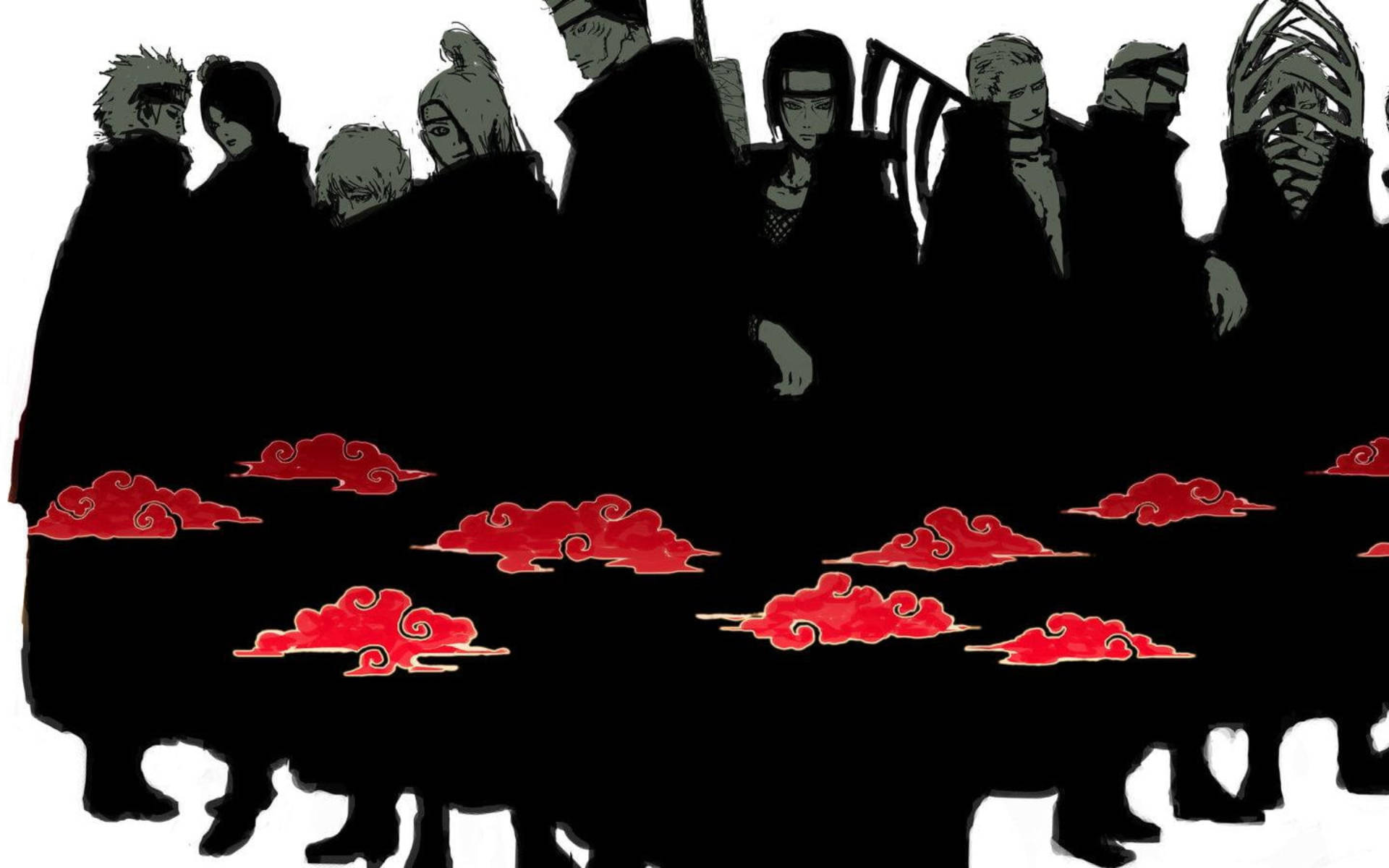 Personaje Naruto Akatsuki Negre Fundal