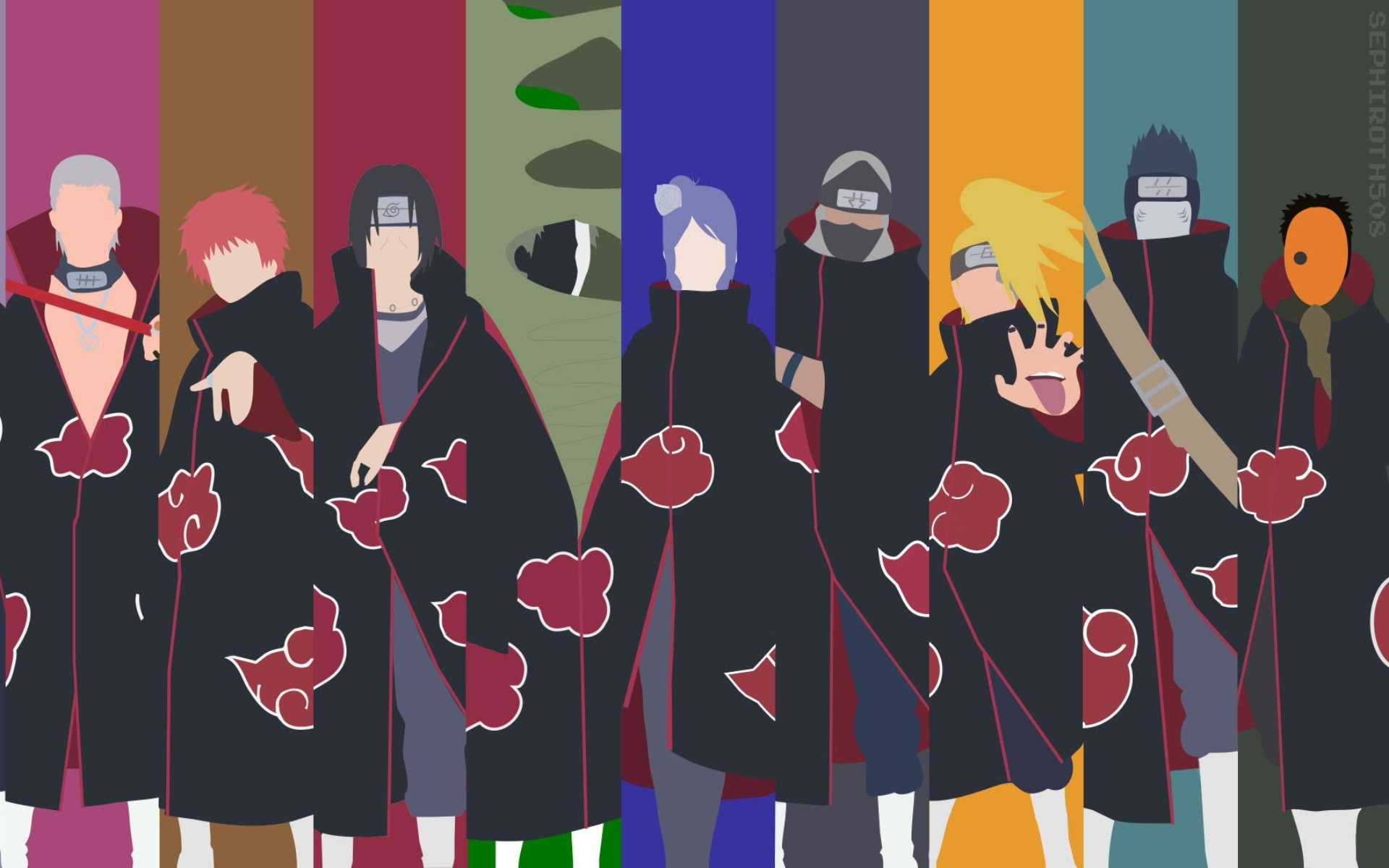Personaje Naruto Minimaliste Akatsuki Fundal