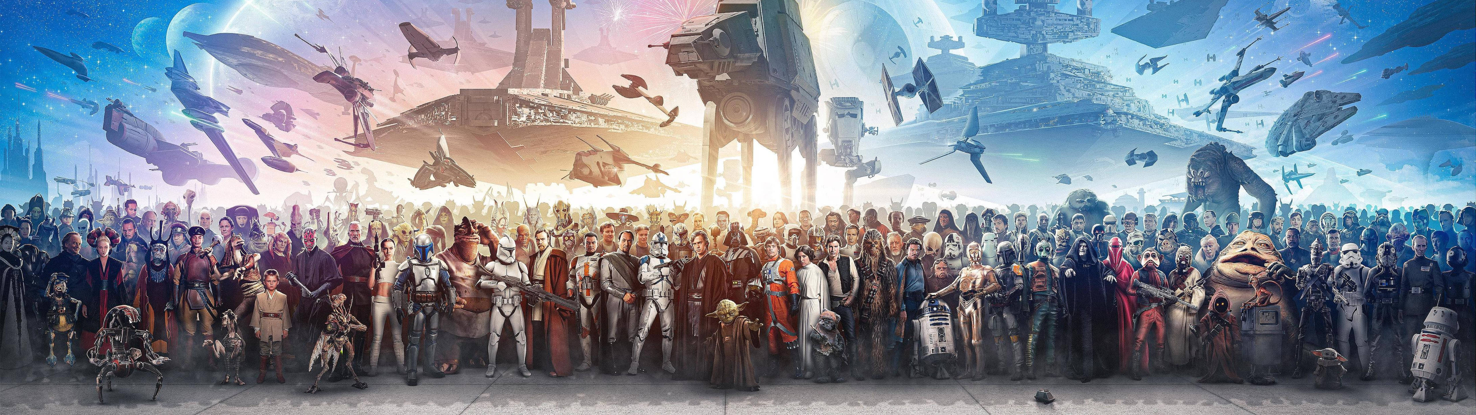 Personaje Star Wars 5120x1440 din joc Fundal