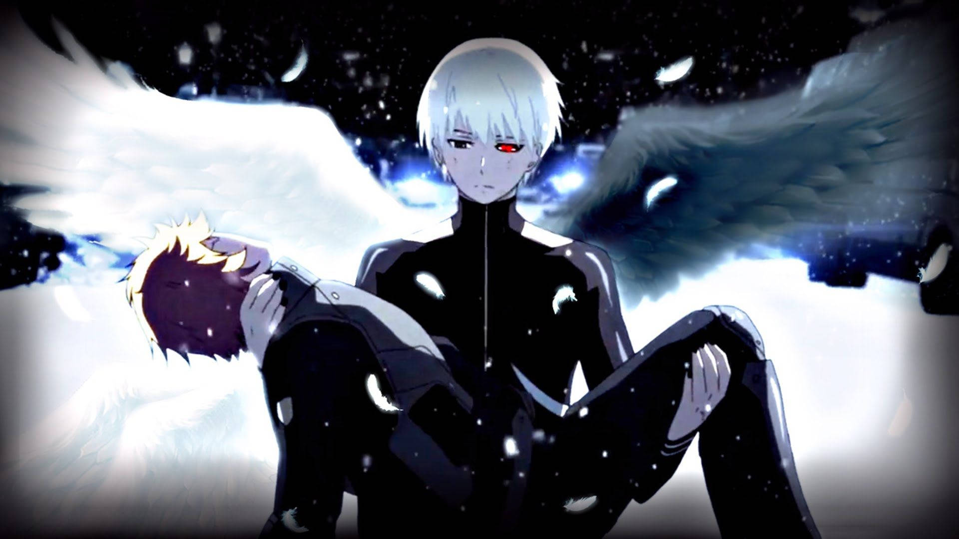 Personaje Tokyo Ghoul Aripi Negre Albe Fundal
