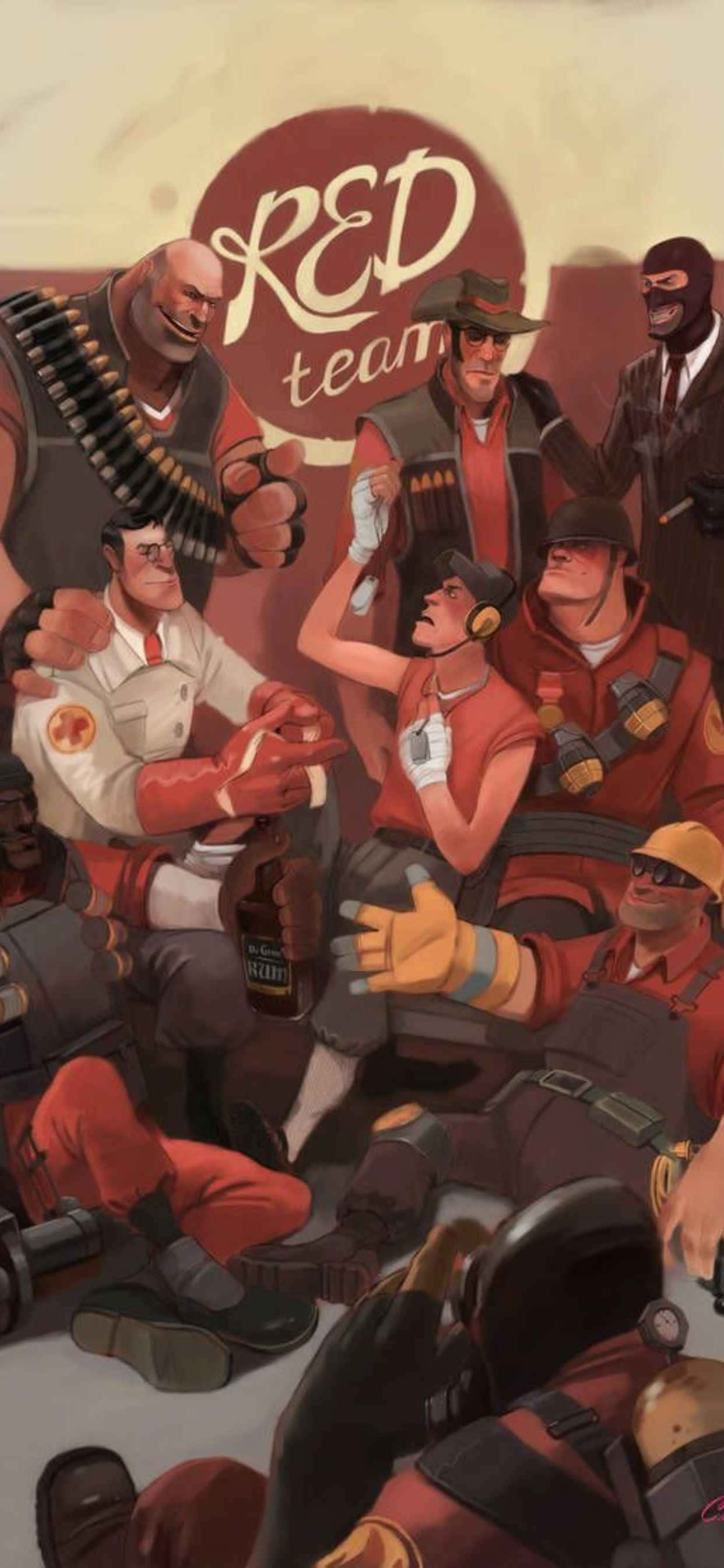 Personajele Echipei Roșii Fundal Team Fortress 2 pentru iPhone XS Max Fundal