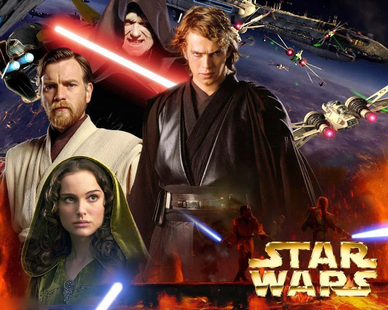 Personajele prequel Star Wars în spațiul cosmic Fundal