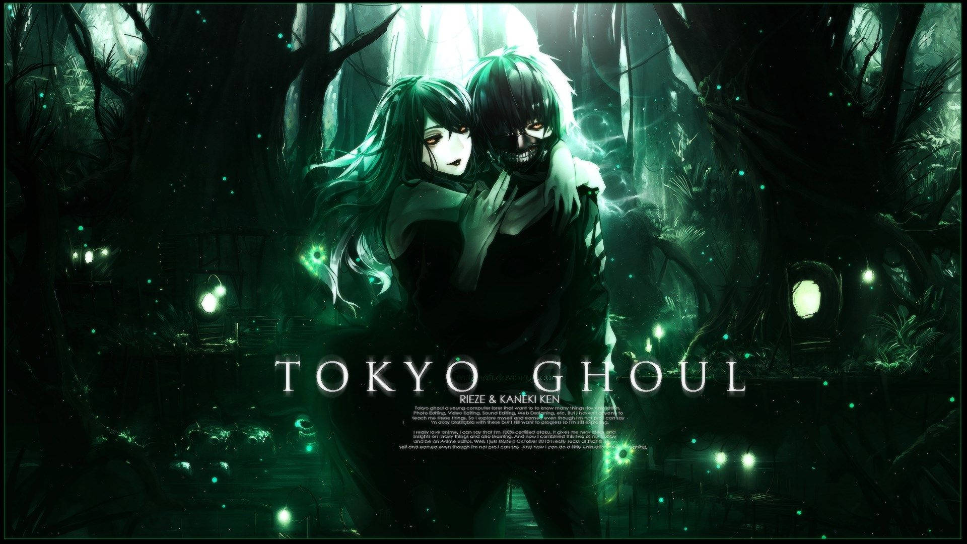 Personajele Tokyo Ghoul Ken și Touka Fundal