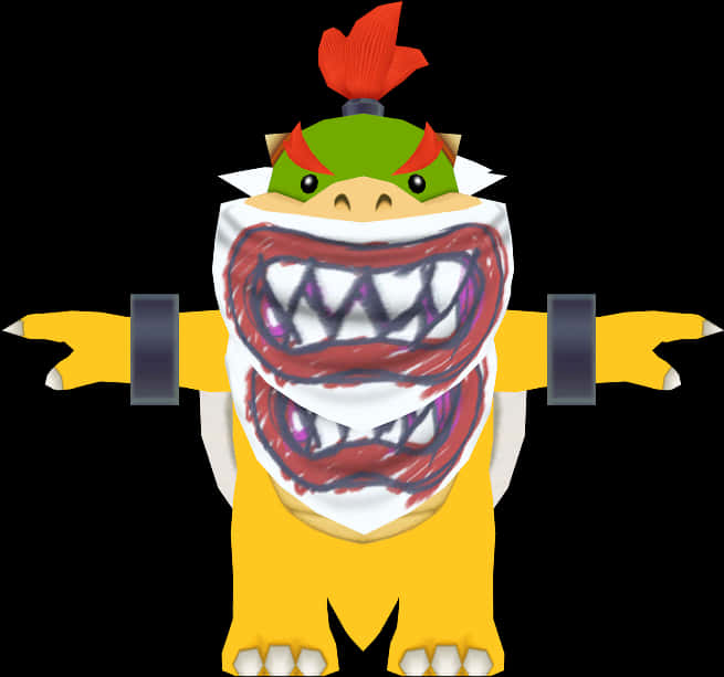 Personajul de desen animat Bowser cu gura deschisă Fundal