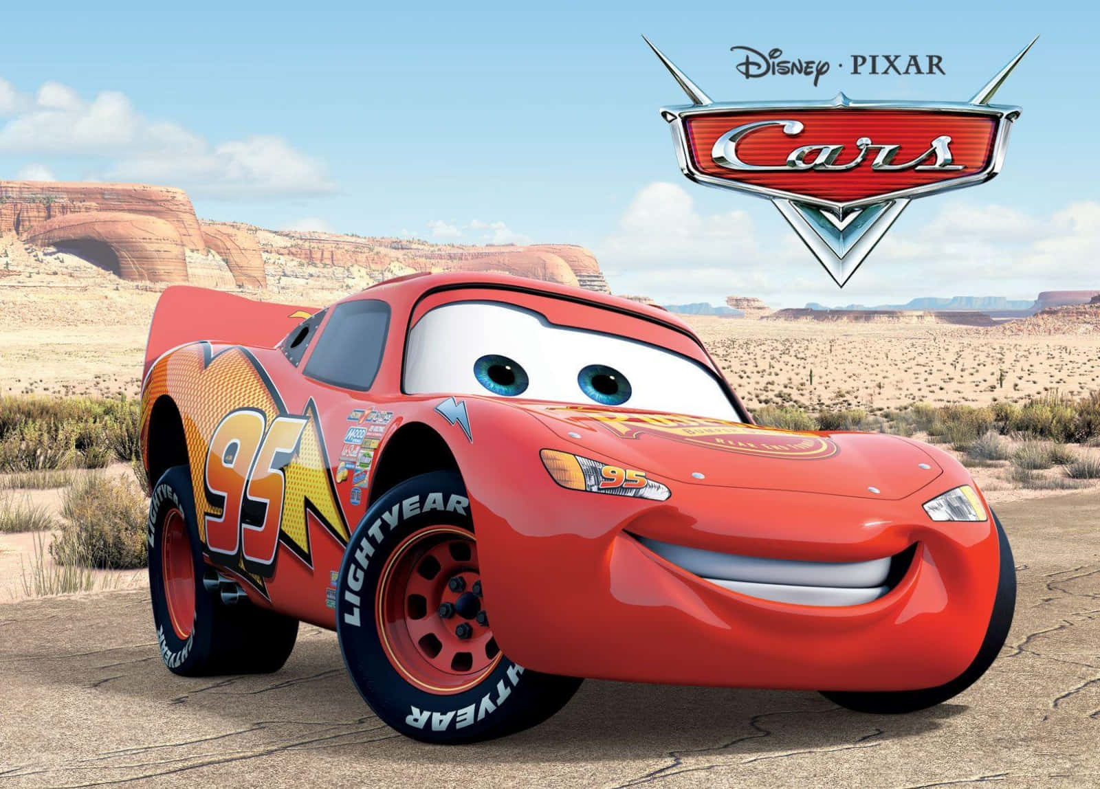 Personajul Disney Cars, Lightning McQueen, în Radiator Springs Fundal