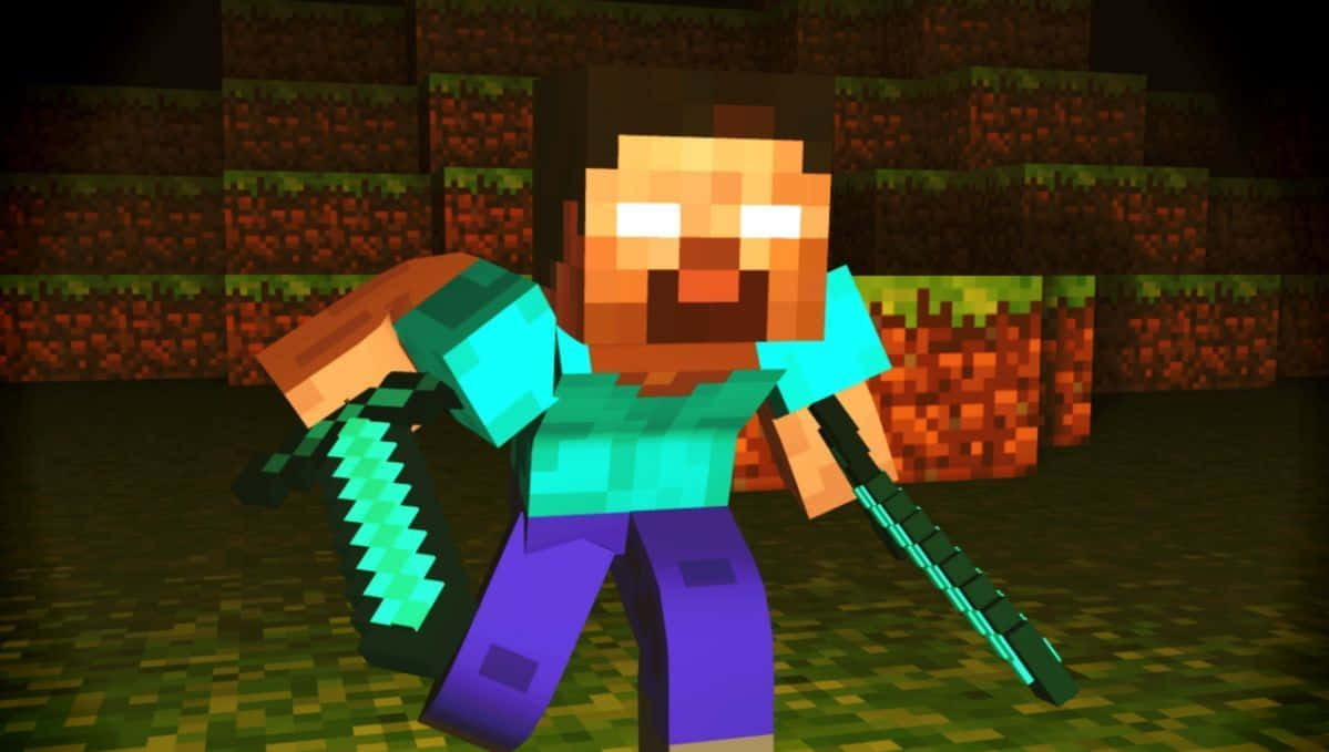 Personajul Minecraft Herobrine fundal animat Fundal