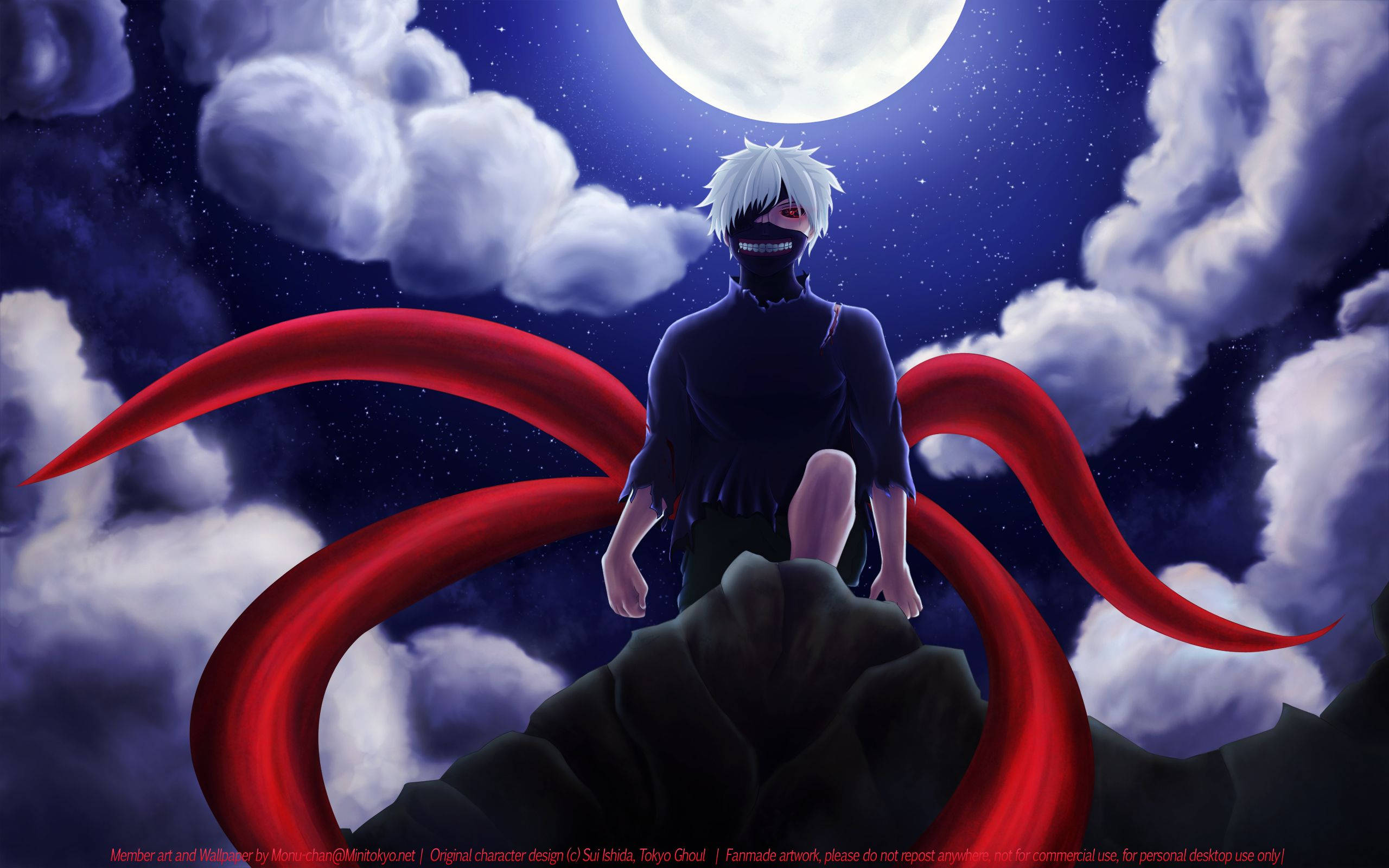 Personajul Tokyo Ghoul Ken cu patru cozi Fundal