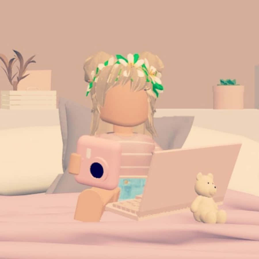 "Personalizează-ți personajul Roblox cu look-uri estetice unice!" Fundal