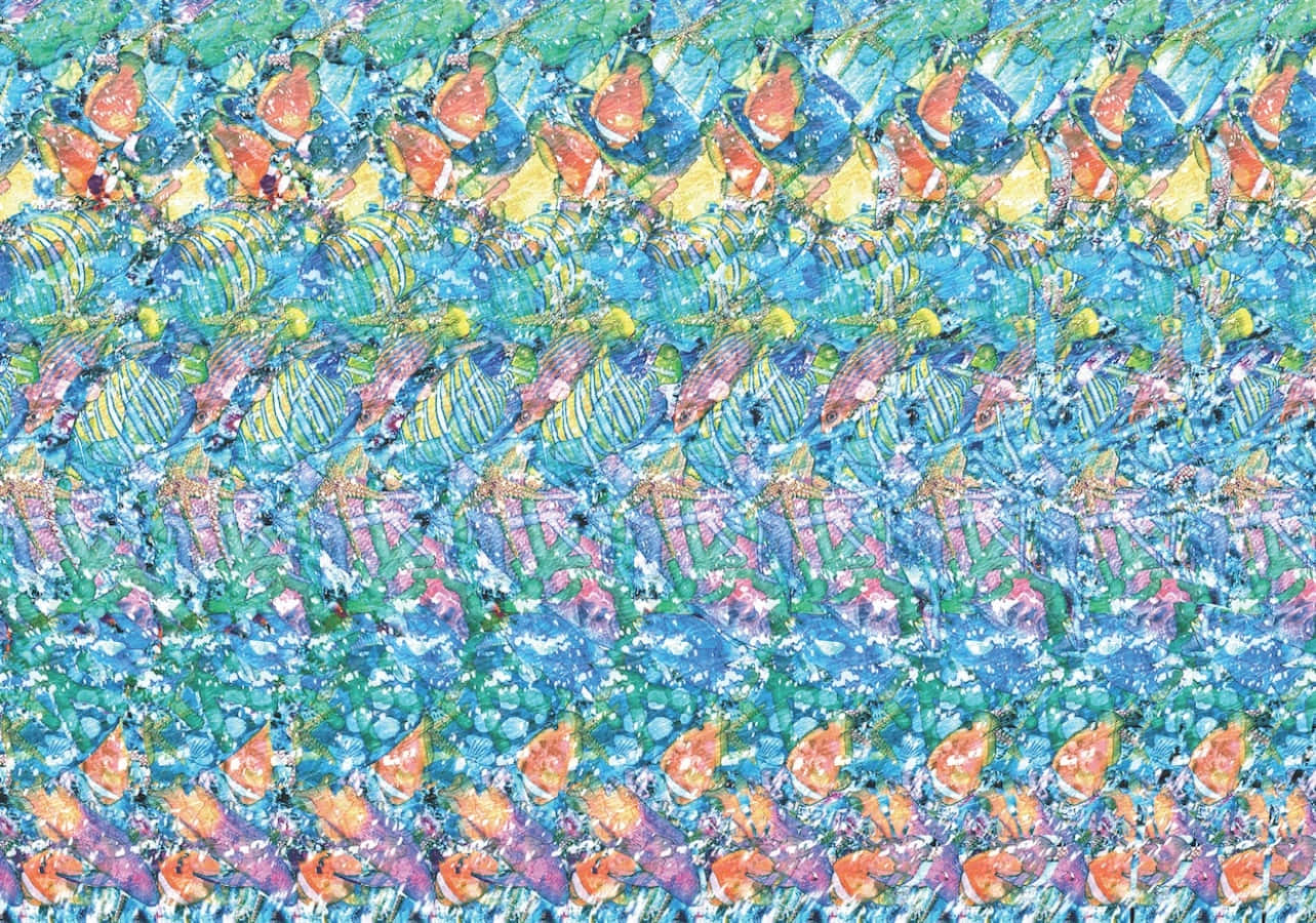 Pești 3D Colorati în Stereogram Magic Eye Fundal