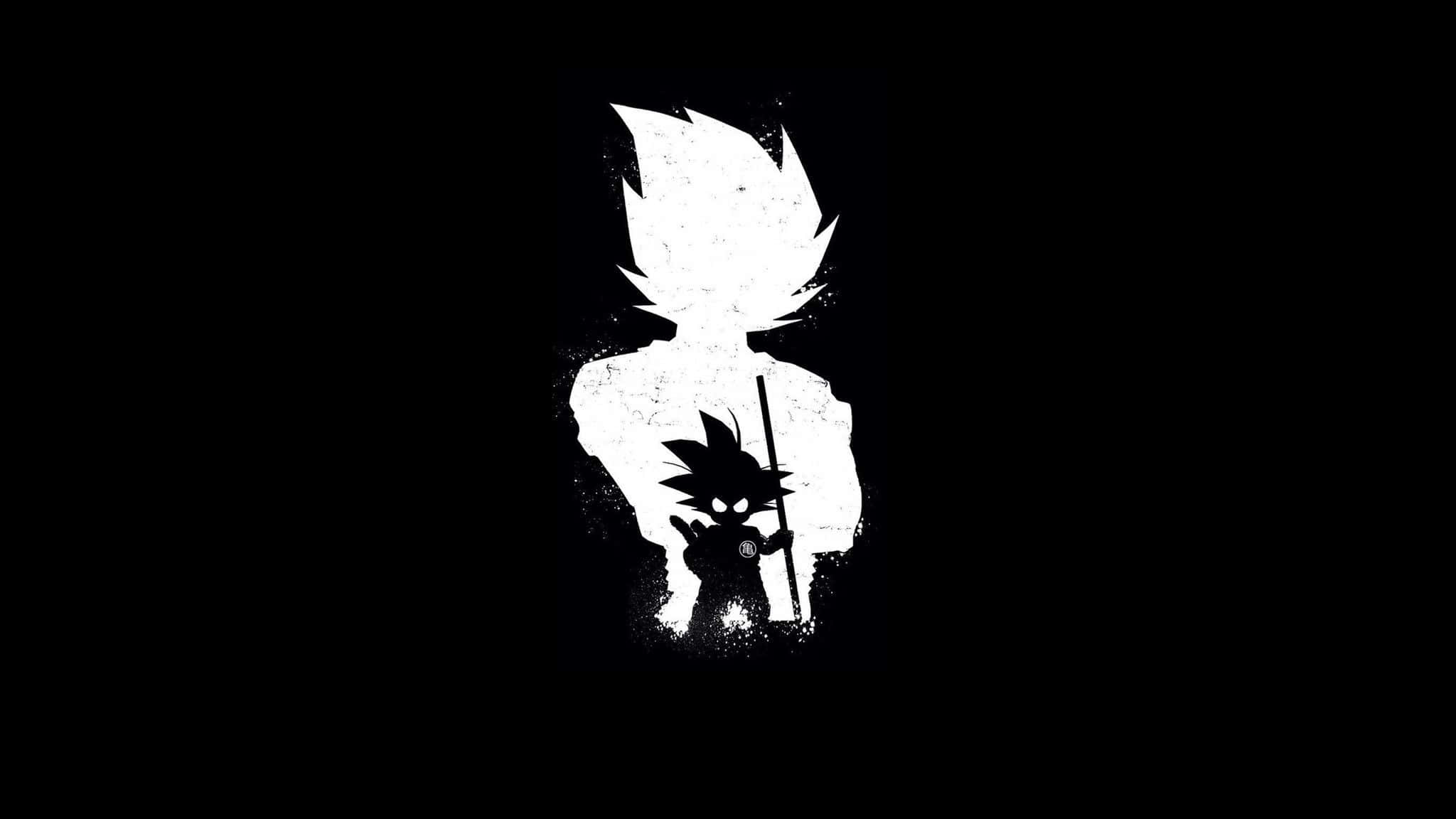 Pfp Anime Goku Alb și Negru Fundal