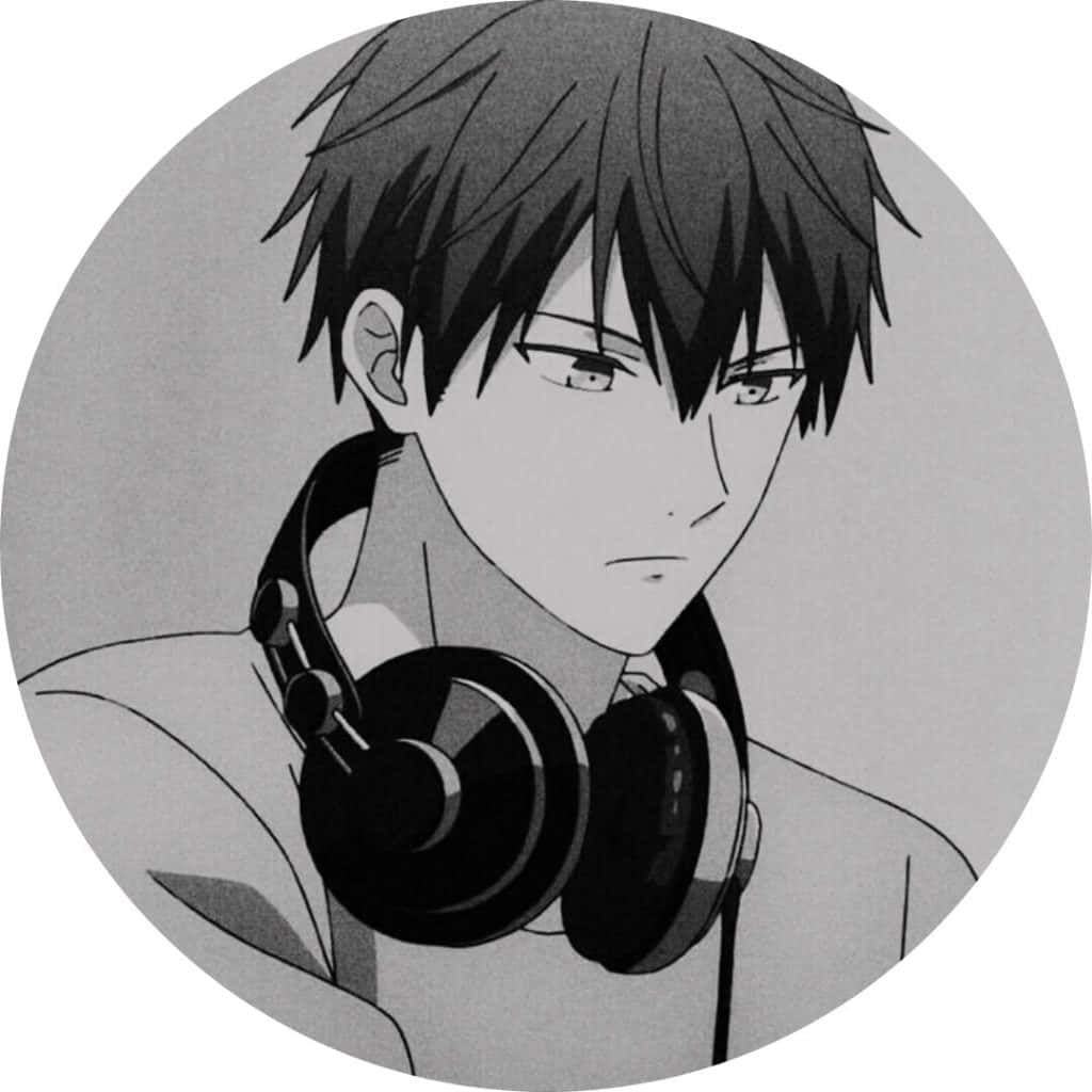 Pfp anime negru cu căști Fundal