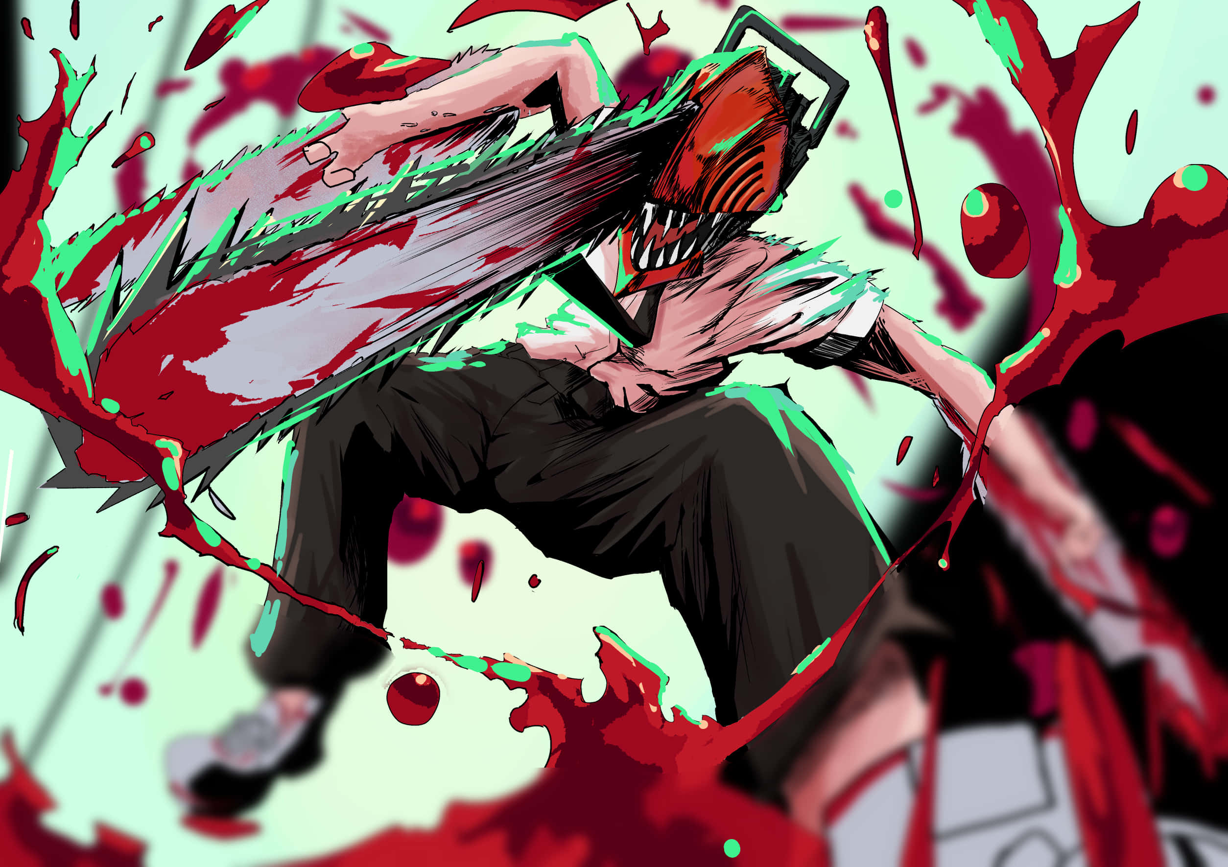 PFP Chainsaw Man însângerat Fundal