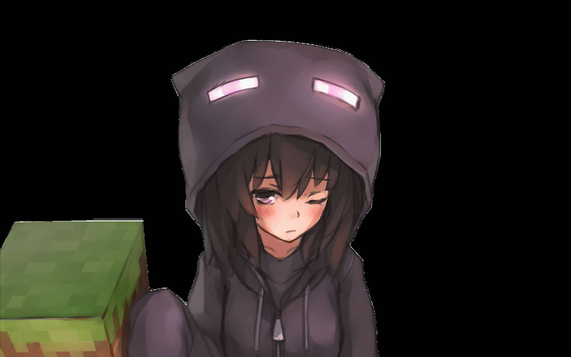PFP fată anime drăguță Minecraft Fundal