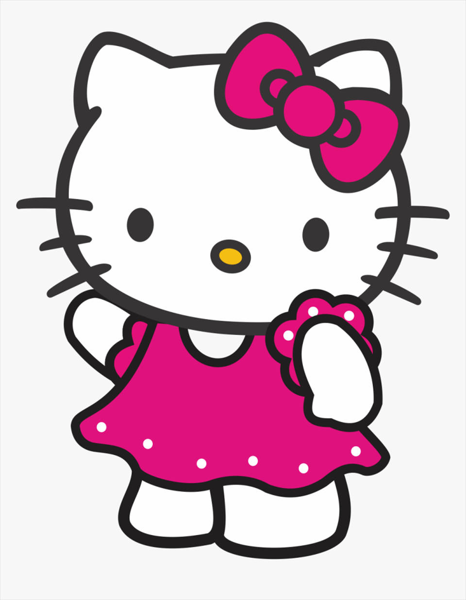PFP Hello Kitty în rochie roz desen animat Fundal