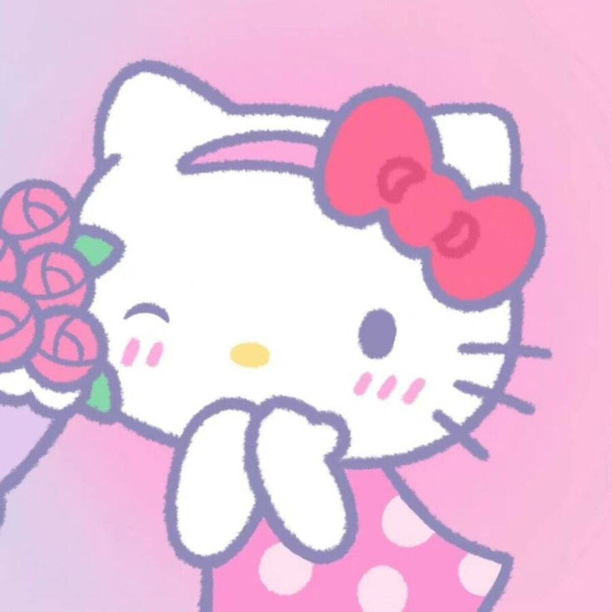 PFP Hello Kitty Roz Pastel Fundal