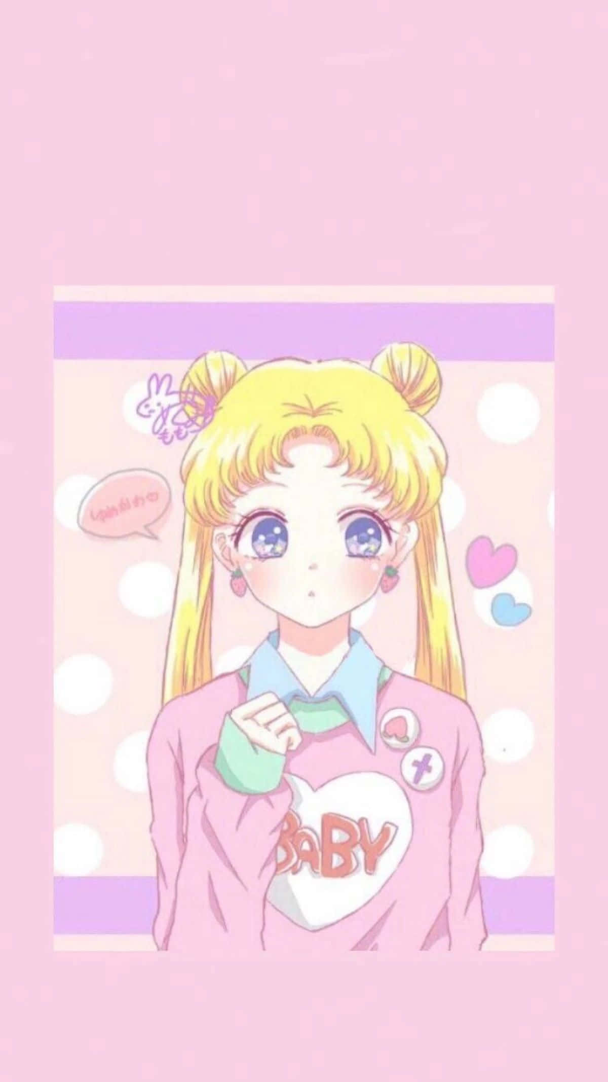 PFP Sailor Moon roz pastel Fundal