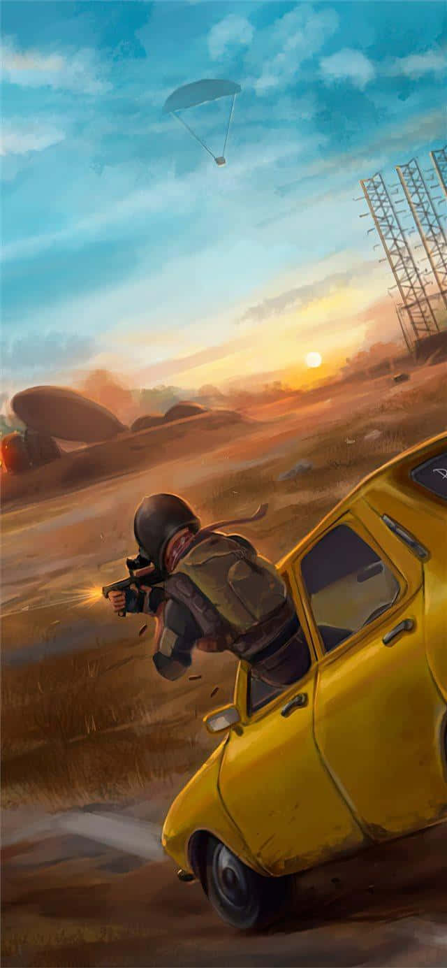 Pictura Digitală a Unui Personaj PUBG iPhone Fundal