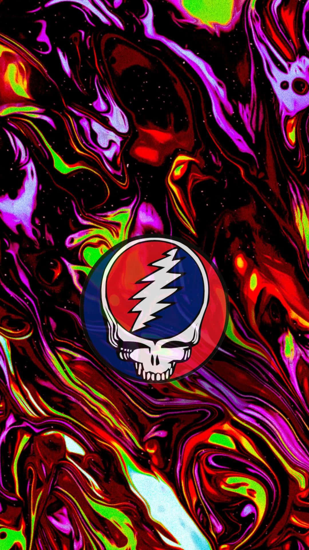 Piele Luminoasă Elastică și Logo Craniu Grateful Dead pentru iPhone Fundal