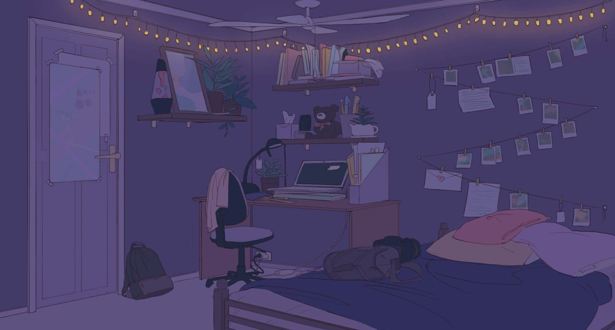 Pierde-te în fantezie cu Anime Room. Fundal