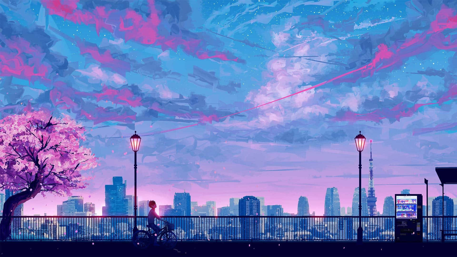 Pierde-te în nuanțele surrealiste ale Anime Purple. Fundal