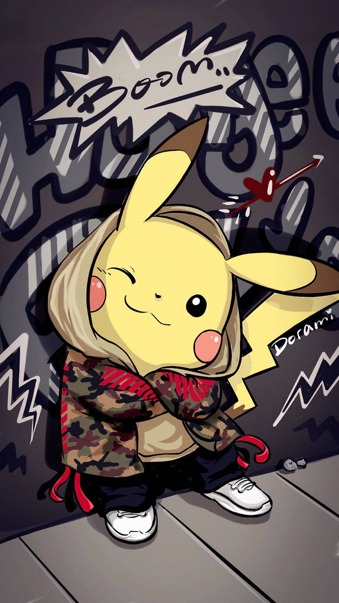 Pikachu cu Artă Graffiti Fundal