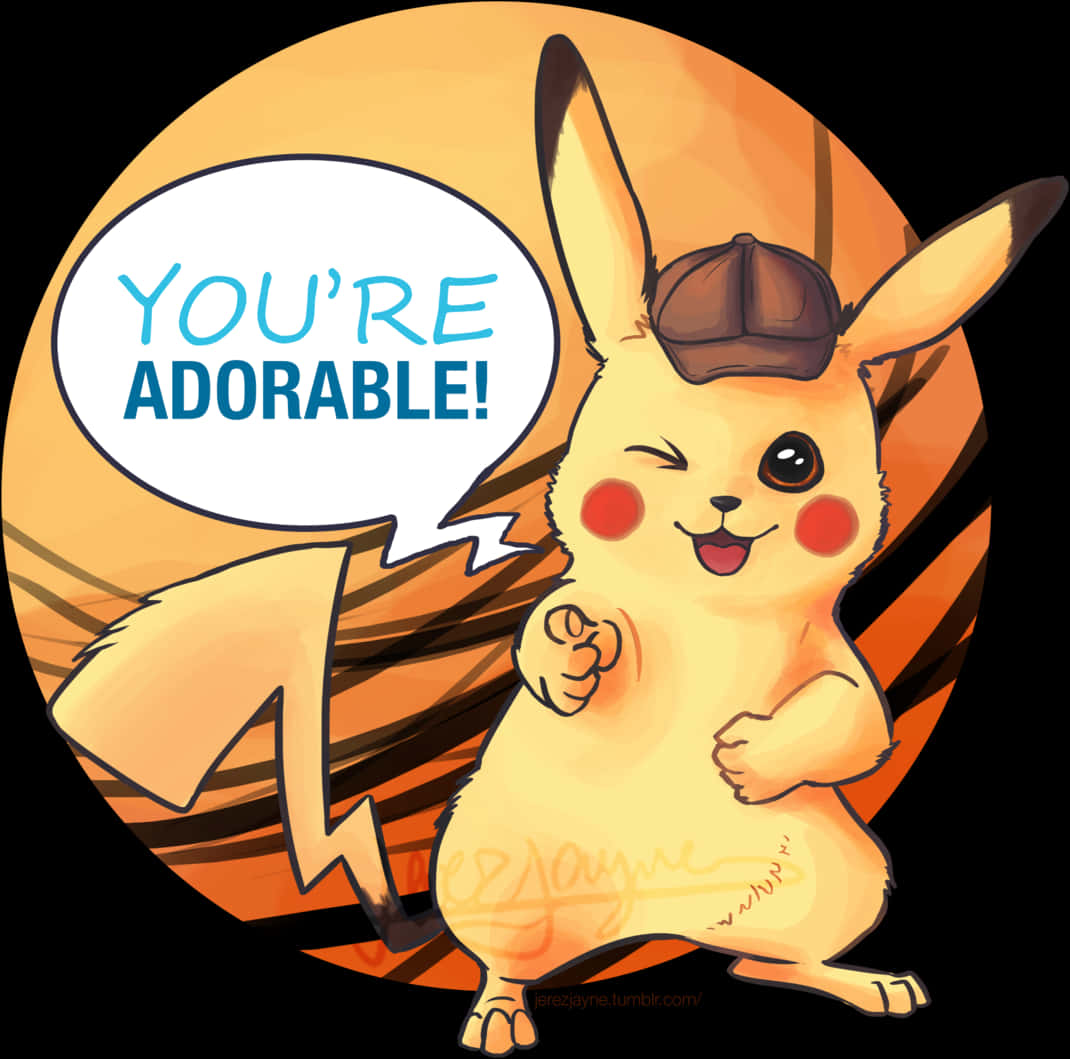 Pikachu cu o șapcă adorabilă declarație Fundal
