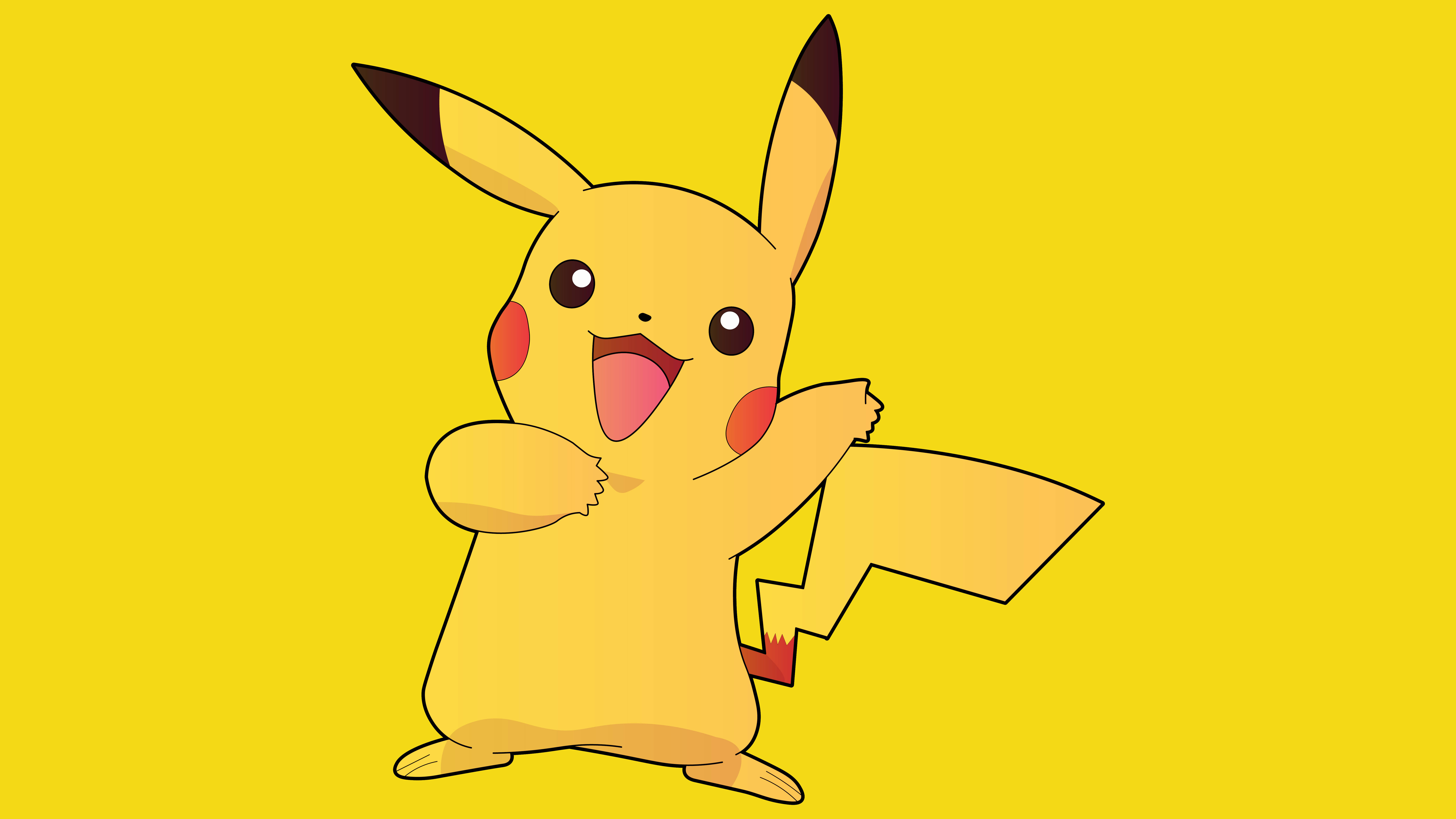 Pikachu Fericit Portret 4K Fundal
