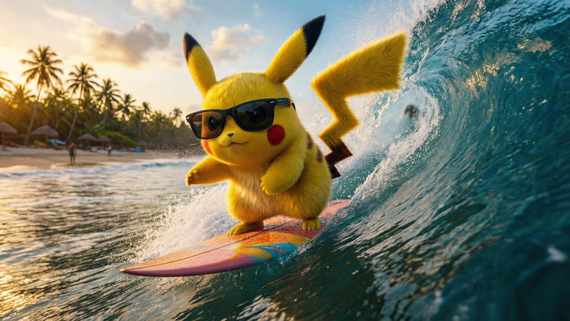 Pikachu surfing Fundal