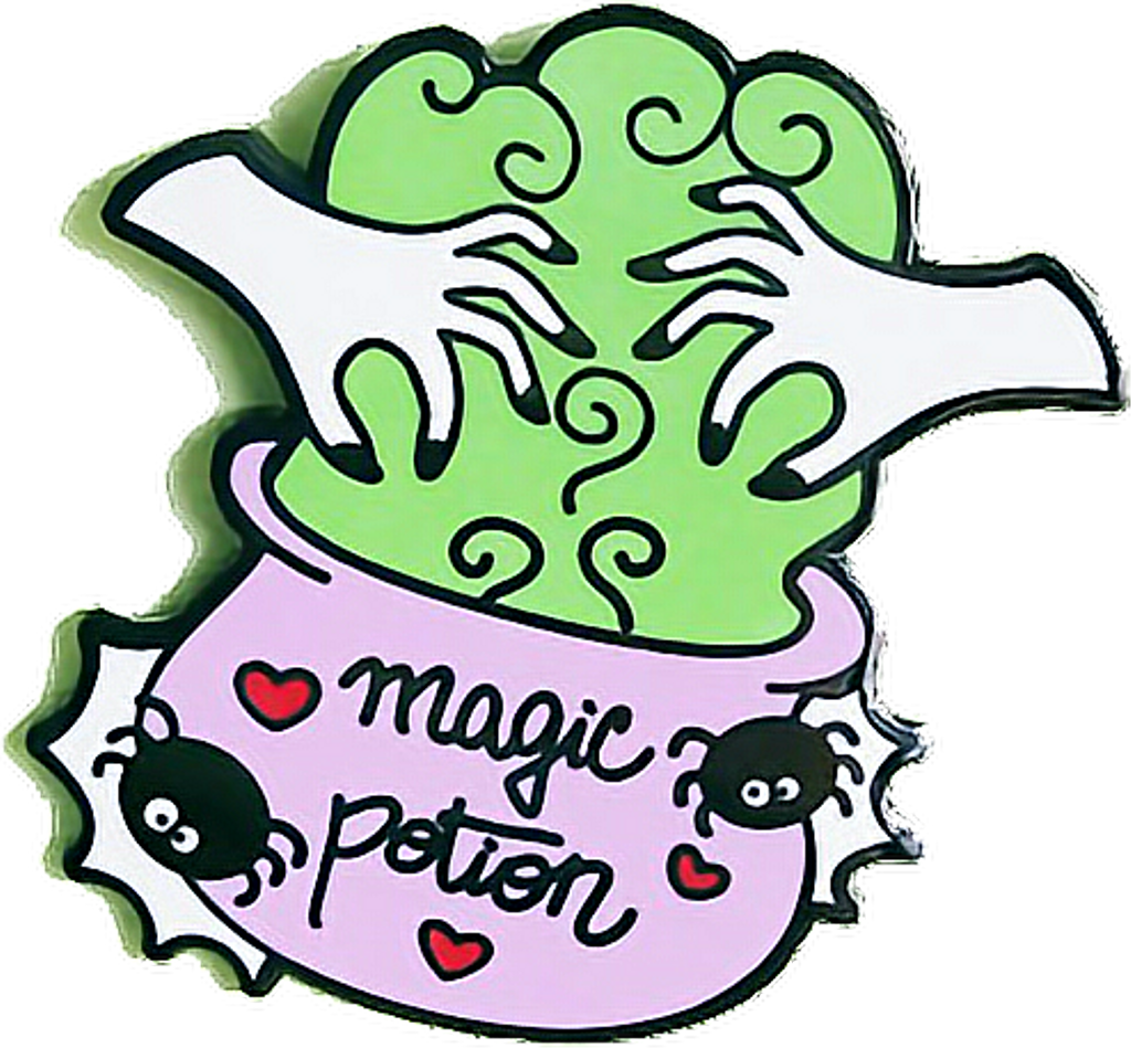 Pin cu Ceaun de Poțiune Magică de Halloween Fundal