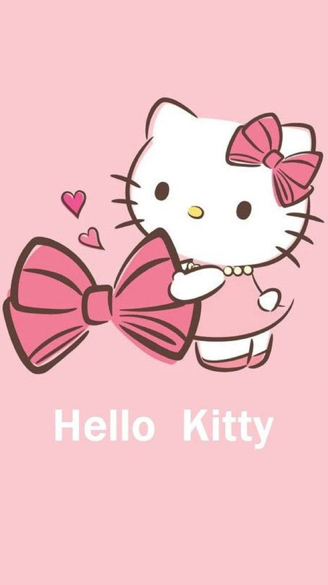 Pink Hello Kitty ținând o fundă Fundal