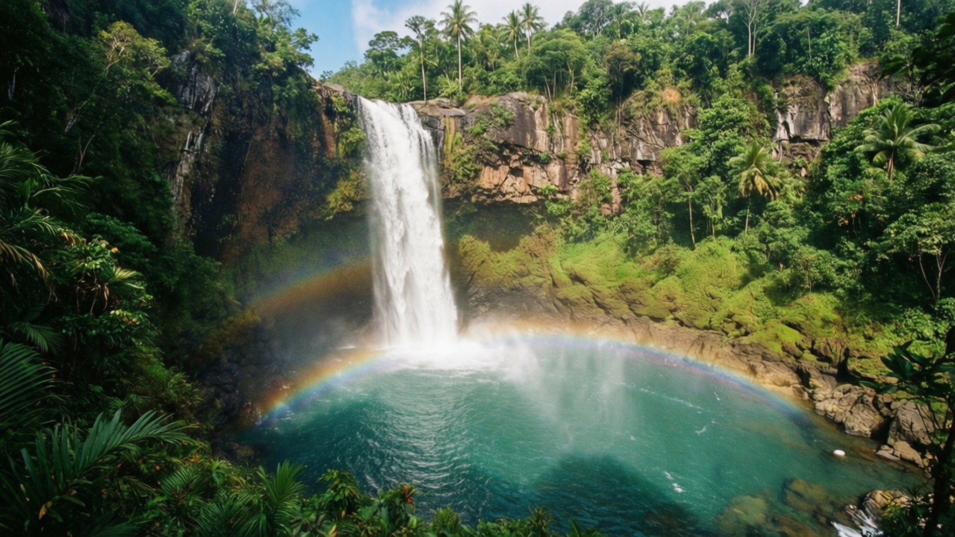 Piscină cu Cascadă Tropicală Fundal