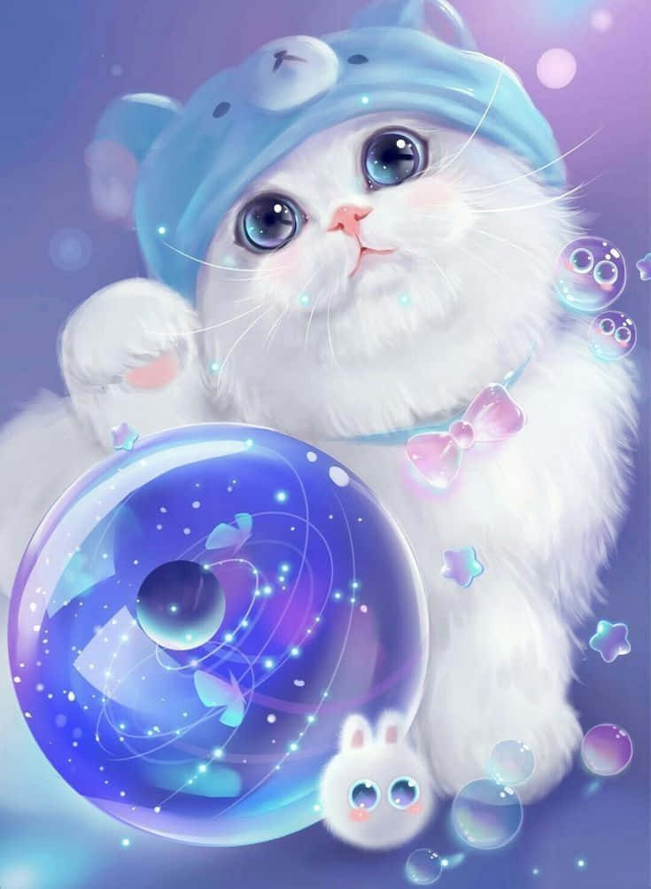 Pisică Anime - Jucăușă și Plină de Aventură! Fundal