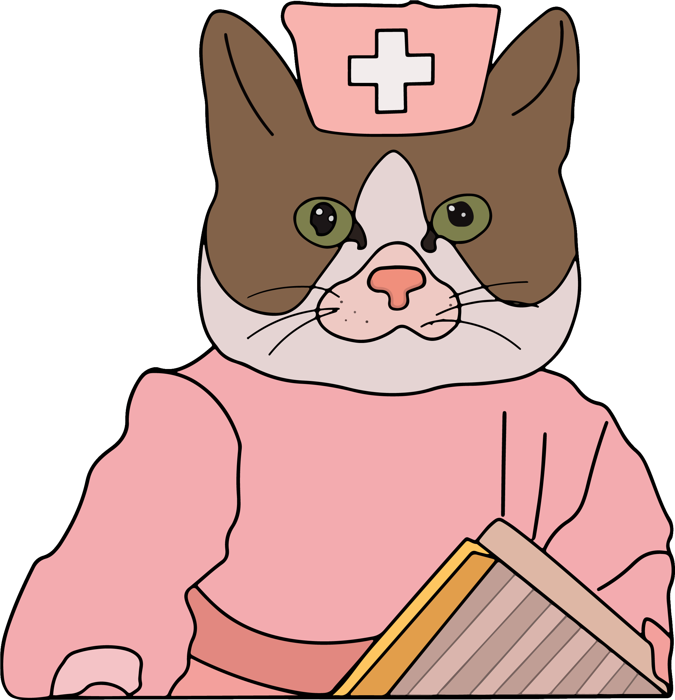Pisică asistentă medicală meme desen animat Fundal