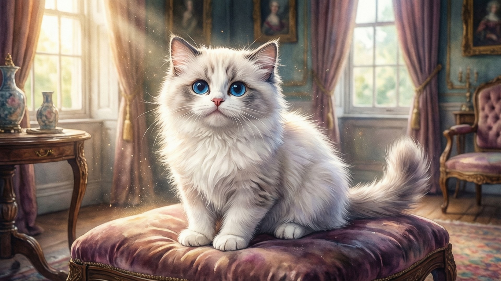 Pisică de Catifea în Lumina Soarelui Fundal