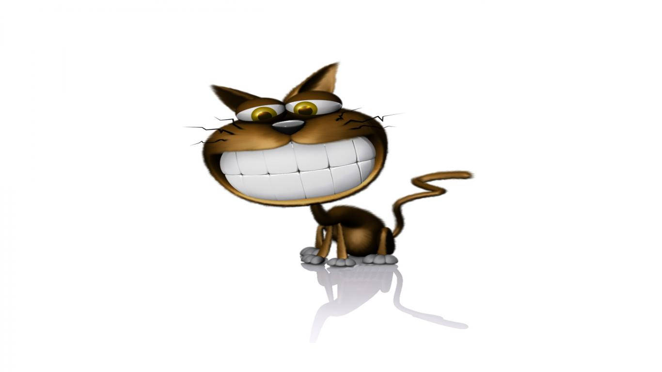 Pisică de Desene Animate cu Dinți Mari Fundal