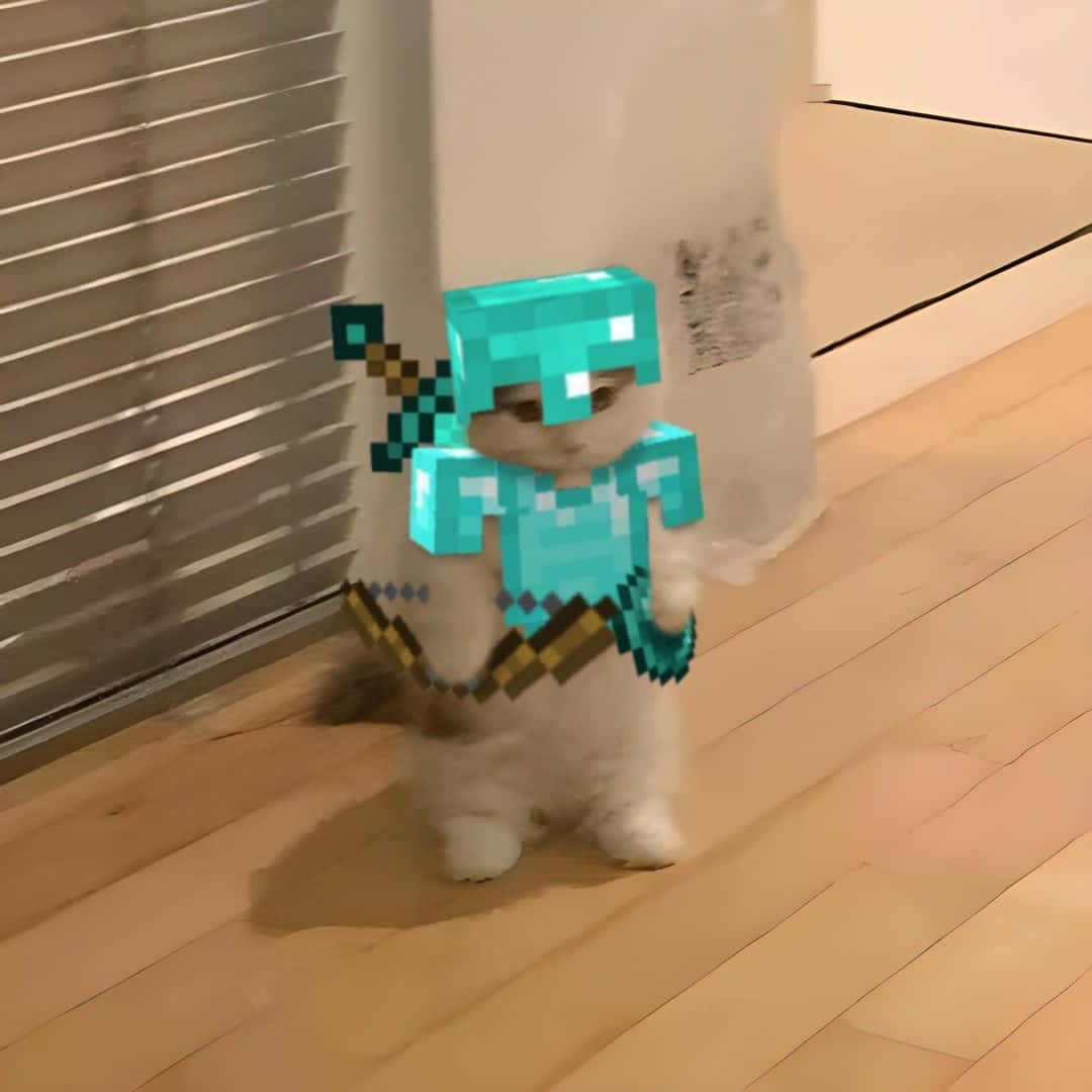 Pisică în Armură de Diamant Minecraft Poză de Profil Fundal
