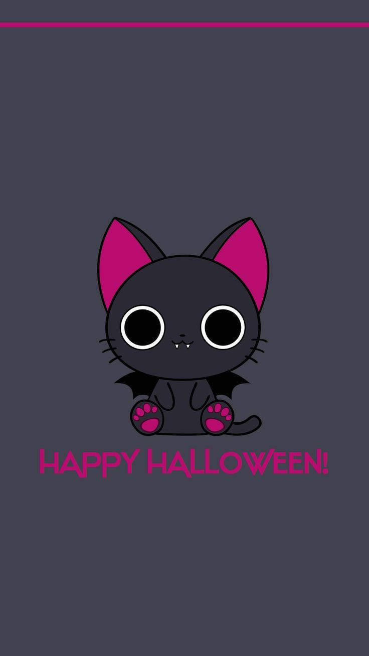 Pisică Înspăimântătoare Kawaii de Halloween Fundal
